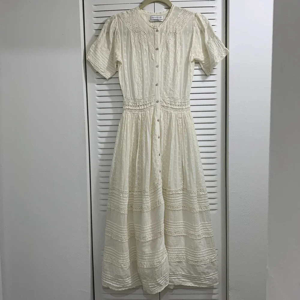 Urban Outfitters Victoria Midi Dress Ivory Size Small - Picture 4 of 13